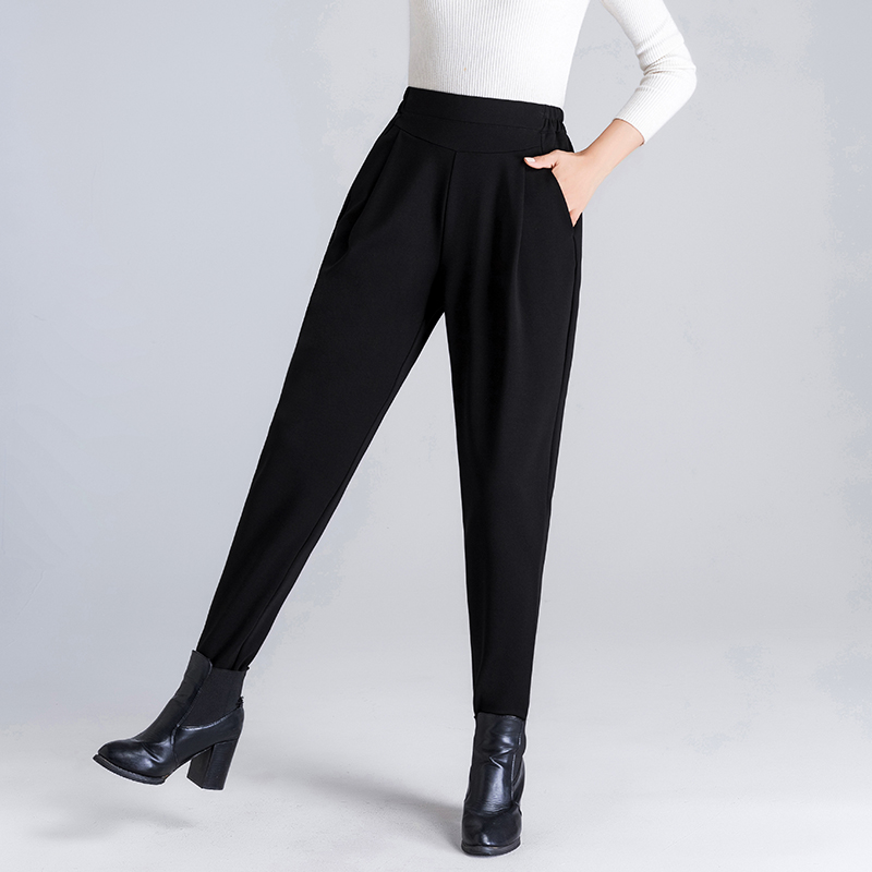 秋冬加肥加大码中年妈妈女裤哈伦裤女宽松显瘦九分裤休闲裤萝卜裤