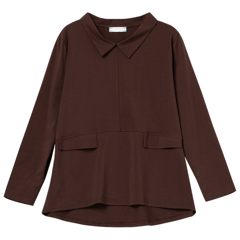 中年妈妈长袖t恤春秋新款加肥加大码女装上衣宽松纯棉显瘦打底衫