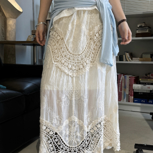 显瘦蕾丝半身裙女高腰A字裙 法式 百搭长裙波西米亚风Z4520