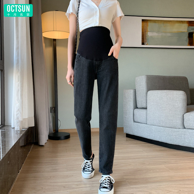孕妇牛仔裤春秋款外穿孕早期打底裤薄款裤子萝卜裤大码秋装孕妇裤