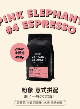 乔治队长 粉象意式意大利浓缩拼配阿拉比卡精品咖啡豆浅烘焙454g