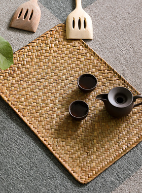 KENS 手工编织餐垫隔热垫 碗垫防烫杯垫 简约茶席草编餐桌垫子