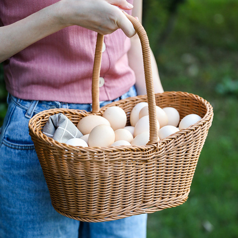 Kens文艺范提篮仿藤编织鸡蛋筐户外插花篮水果篮零食收纳筐创意,收纳整理,其他收纳篮,淘宝优惠券,粉丝福利购,淘宝优惠卷