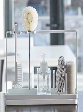 日本新款日式简约厨房整理置物架桌面抹布收纳架铁艺多功能绵沥架