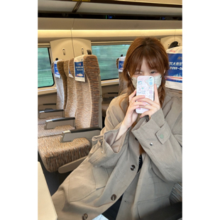 蘑糯糯同款 浅卡其/卡其绿韩版宽松休闲中长款立领风衣女秋小个子