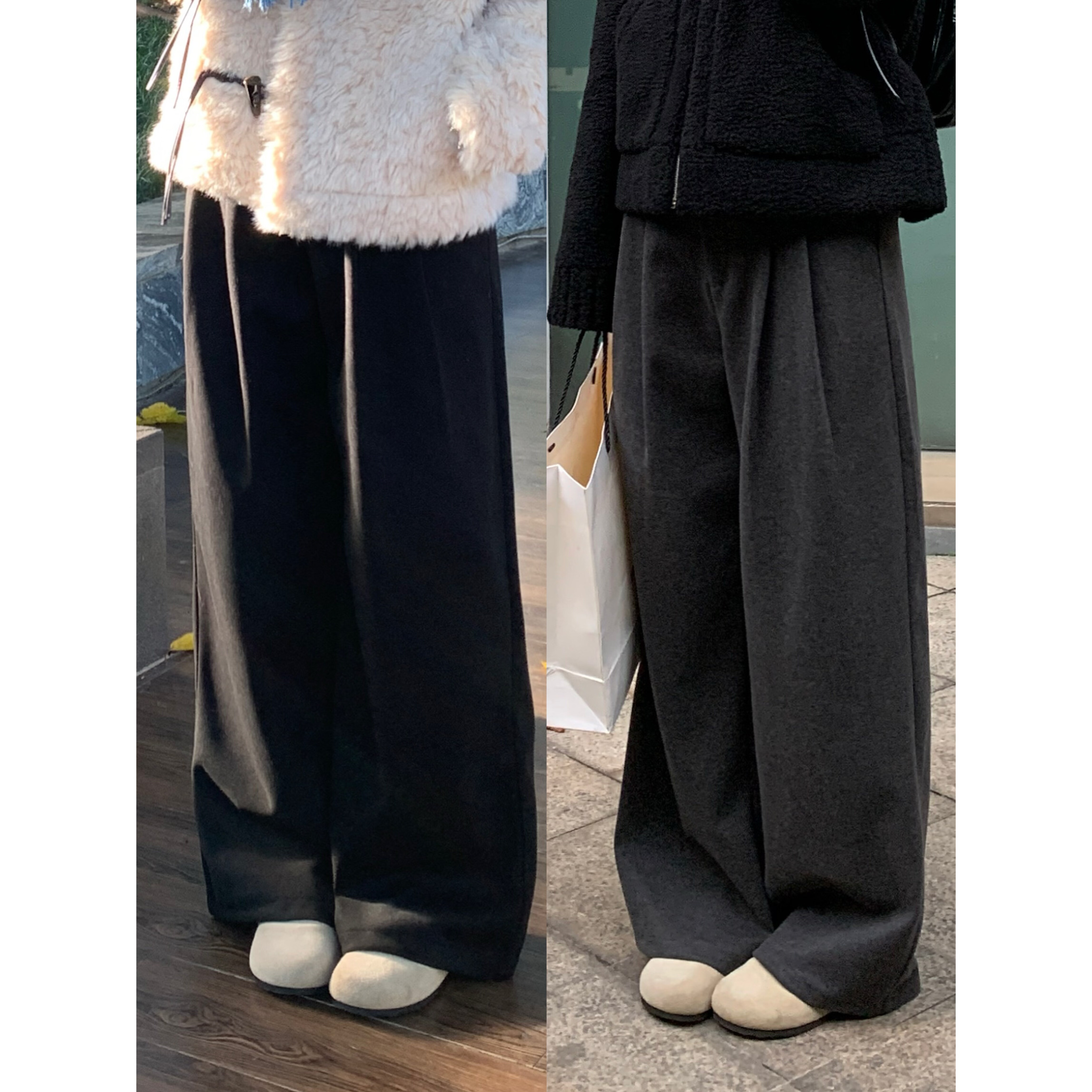 加绒毛呢西装裤女秋冬高腰显瘦宽松垂感阔腿裤韩版休闲风拖地长裤,女装/女士精品,西装裤/正装裤,淘宝优惠券,粉丝福利购,淘宝优惠卷