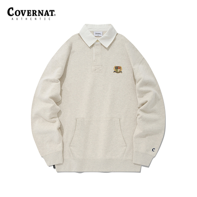 Covernat套头加绒卫衣男女春季新款polo衫橄榄球卫衣休闲上衣