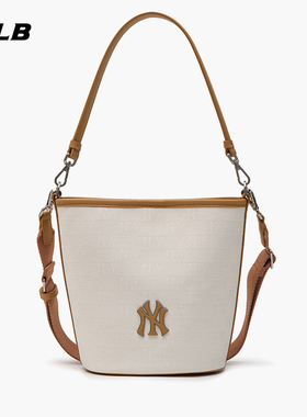 MLB男女复古老花水桶包明星同款休闲挎包24夏季新款3ABML024N