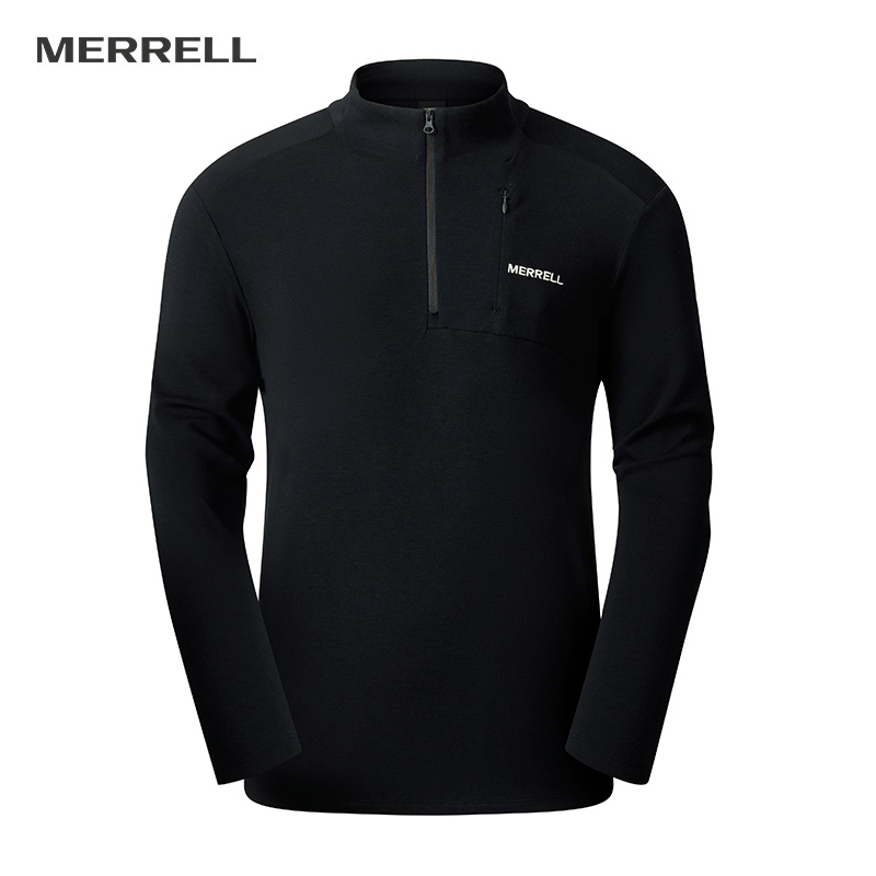 MERRELL迈乐抓绒针织长袖衫男女户外运动休闲打底长T保暖圆领卫衣