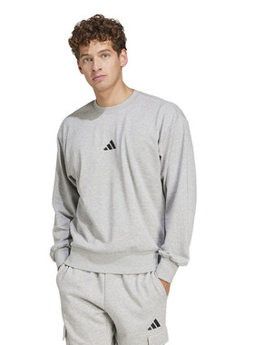 adidas阿迪达斯灰色圆领套头衫2025春保暖舒适运动男卫衣JE3828