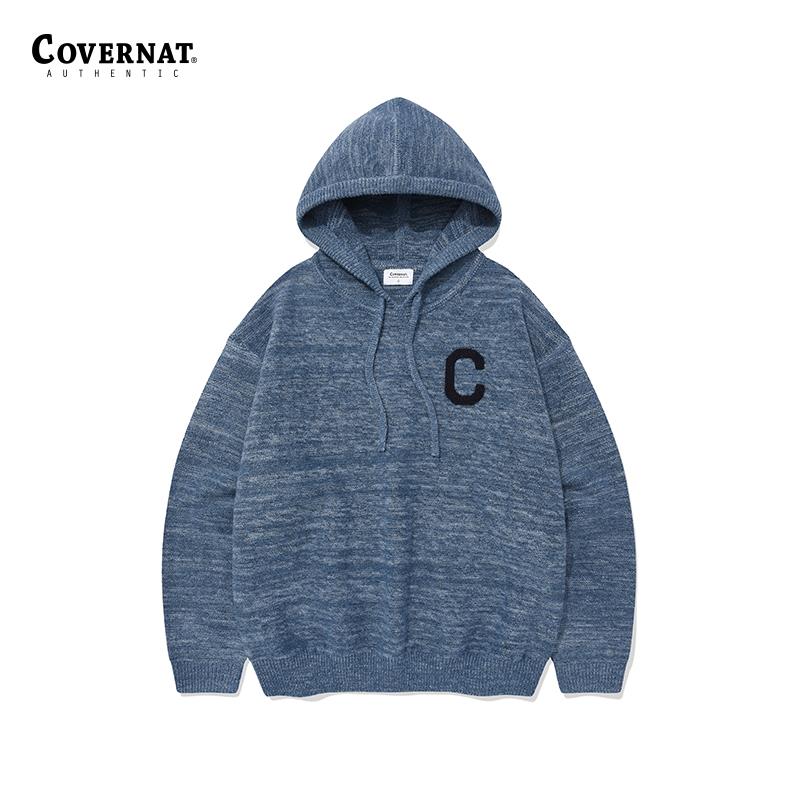 covernat韩国潮牌休闲宽松连帽衫男女同款针织衫24秋冬新品