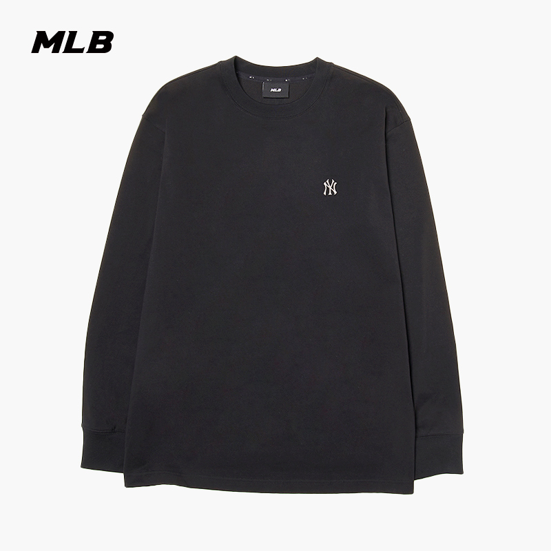 MLB官方 男女情侣圆领长袖纯色T恤宽松舒适上衣24夏季新款TSB01