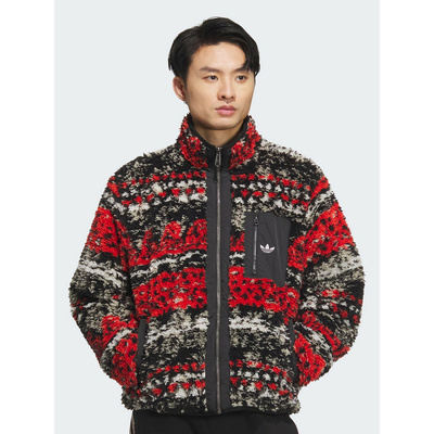 adidas阿迪达斯三叶草冬新款双面穿印花运动外套针织夹克 KC0105