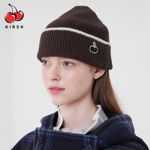 kirsh大樱桃秋冬新款毛线帽子情侣百搭保暖刺绣针织帽ins潮牌