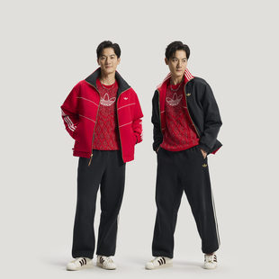 何与同款新年款双面穿时尚运动保暖棉服男冬adidas阿迪达斯三叶草
