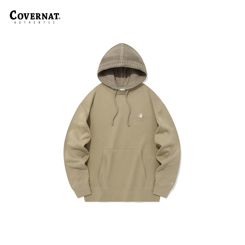 Covernat秋季新品宽松版针织连帽卫衣外套男