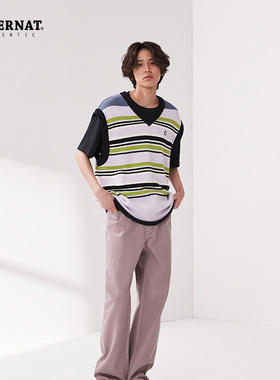 Covernat2024春季新款叠穿针织背心条纹内搭减龄情侣款CO2401KT08