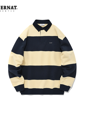 Covernat穿搭polo领卫衣情侣款春新品条纹休闲上衣