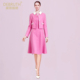 黛薇璐媤订珠毛呢外套配背心连衣裙女2026春新款 气质修身 2件套玫