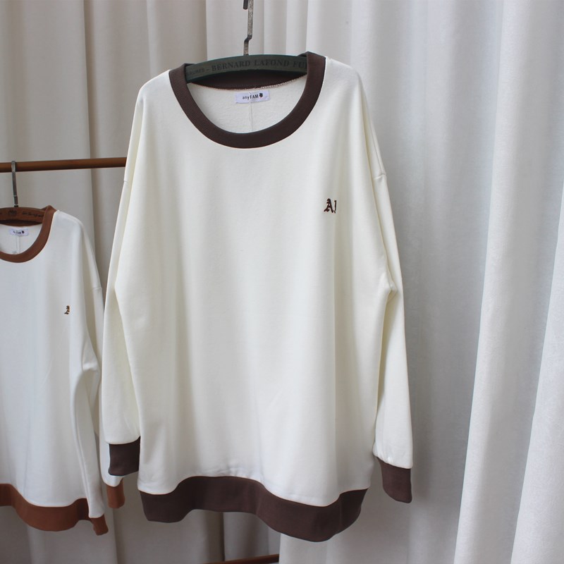 2025春新款韩版白色女卫衣宽松大码中长款包臀显瘦字母刺绣上衣