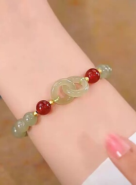 环环相扣新中式手链民族风女手串小众设计双环平安扣闺蜜情侣