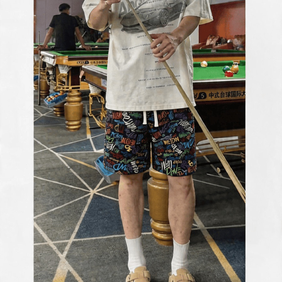 美式设计感休闲短裤男女同款夏季运动五分裤宽松大码痞帅大裤衩子