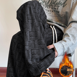 美式运动秋冬潮牌加绒休闲裤宽松灯芯绒男生裤子直筒宽松男裤子