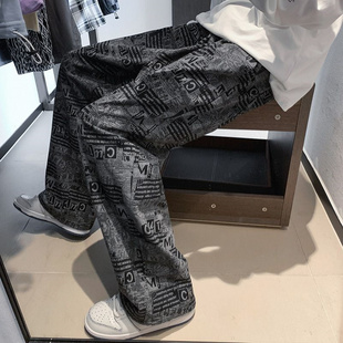 美式复古休闲长裤子秋冬季男女ins潮牌阔腿裤设计感小众直筒裤