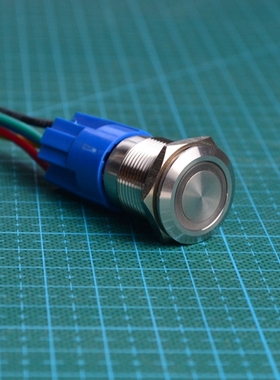 究其科技 蓝色LED按钮19mm 金属带灯自锁小开关/天使眼