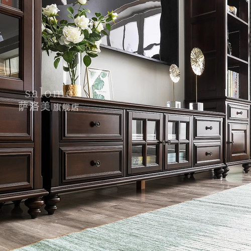 美式简约小户型客厅全实木电视柜