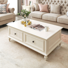 美式全实木茶几电视柜组合白色轻奢现代简约小户型客厅家用奶油风