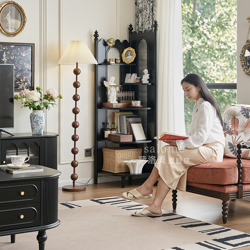 萨洛美式法式实木客厅卧室转角架