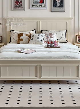 纯美式全实木床奶油白色轻奢简约法式风小户型储物收纳主卧双人床