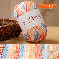 Handmade DIY materials for making hats, bags, crochet balls, and hand-knitted 8-strand rainbow colored segments of woolen yarn thumbnail 7