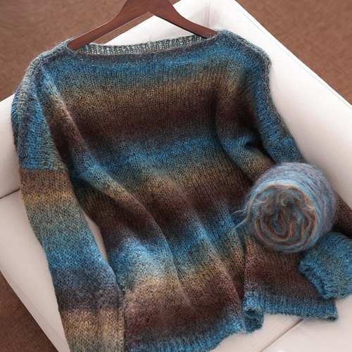 长段染羊驼马海棒针开衫同款