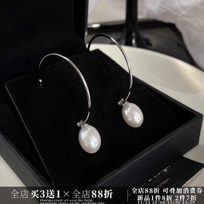 CIX奶心/简约气质珍珠耳钉蚊香盘耳夹无耳洞百搭大圈耳环高级耳饰