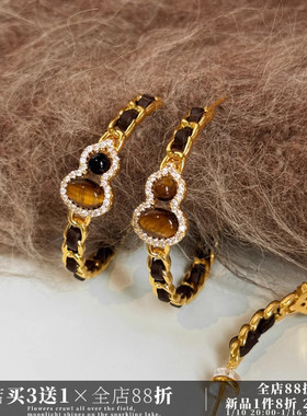 CIX葫芦圈/葫芦耳钉女高级感蚊香盘耳夹虎眼石无耳洞耳环秋冬耳饰