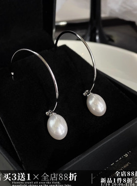 CIX奶心/简约气质珍珠耳钉蚊香盘耳夹无耳洞百搭大圈耳环高级耳饰