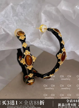 CIX远古印记/复古重工大圈！夸张蚊香盘耳夹耳钉大圈耳环独特耳饰