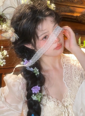 蕾丝花边纯欲仙女白色眼罩丝巾