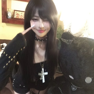 纯欲风暗黑木制白色十字架项链大毛衣链亚文化哥特修女配饰洛丽塔