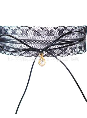 2025夏季爆款黑色蕾丝爱心项链