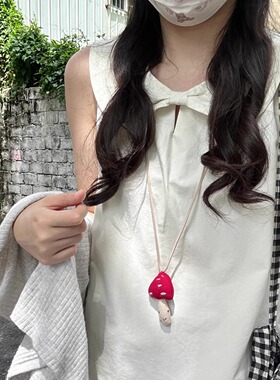 秋冬颈链韩风布艺立体蘑菇小动物