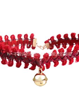 新年饰品圣诞节酒红色毛线铃铛c