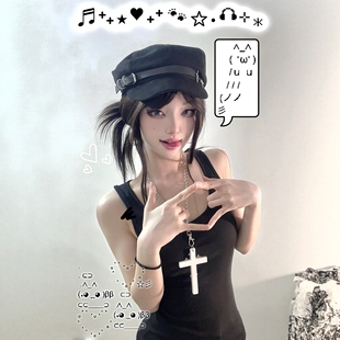 Y2K白色大十字架毛衣链亚文化复古项圈哥特修女lolita配饰项链男