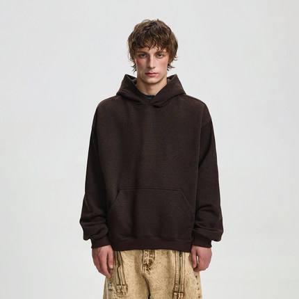 BTSG美丽诺混纺肌理羊毛连帽卫衣Cleanfit简约通勤百搭短宽帽衫男