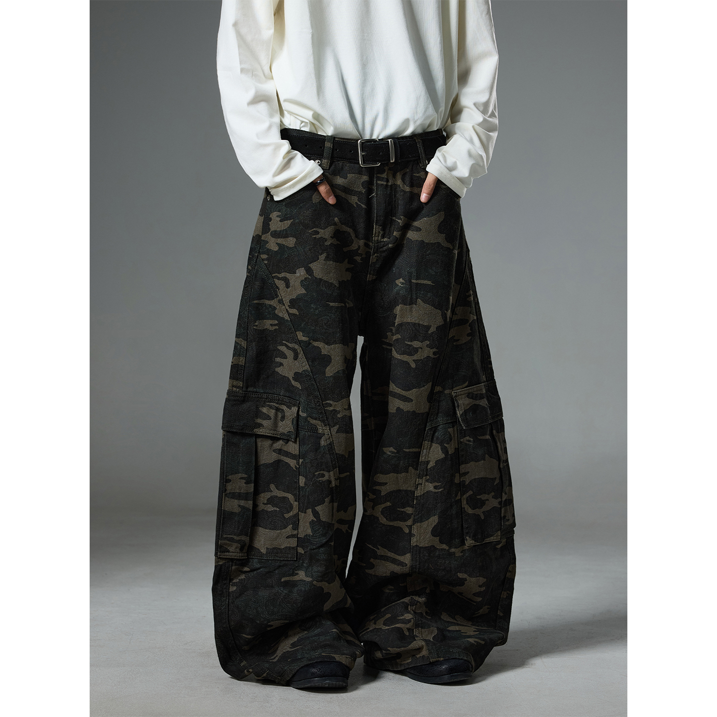 美式复古立体解构迷彩工装裤男