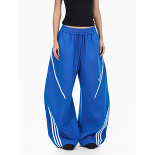 baggy街头宽松阔腿休闲裤 BTSG美式 复古撞色条纹织带拼接弯刀卫裤