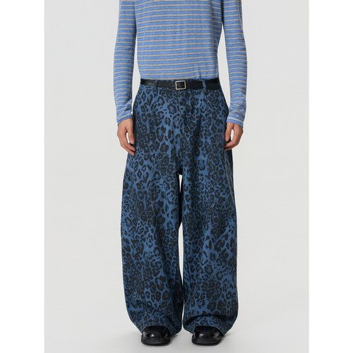 美式复古豹纹蛇纹牛仔裤