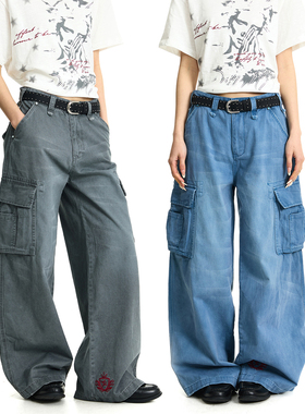 BTSG “优雅法工蓝”Cargo水洗波纹复古工装裤 vintage法国工人裤